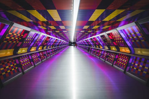 Interior of Adams Plaza Bridge, Canary Wharf, London, England 