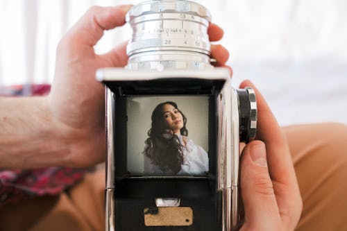 Photo of a Beautiful Woman on an Analog Camera