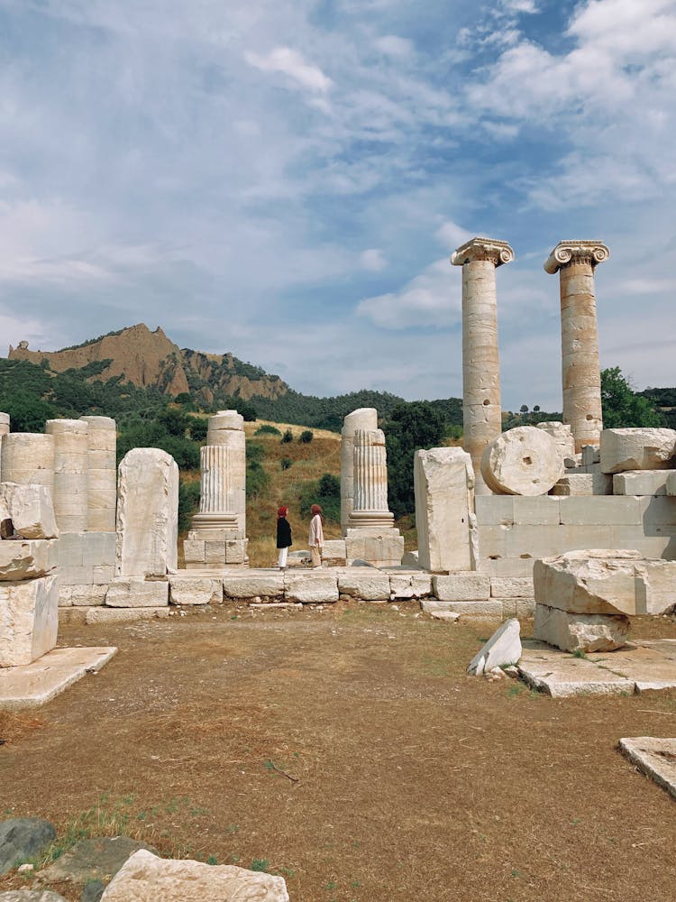 Women In The Ruins Of The Temple Of Artemis In The Ancient City Of Sardis