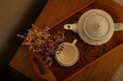 Základová fotografie zdarma na téma čajová konvice, pohled shora, porcelán