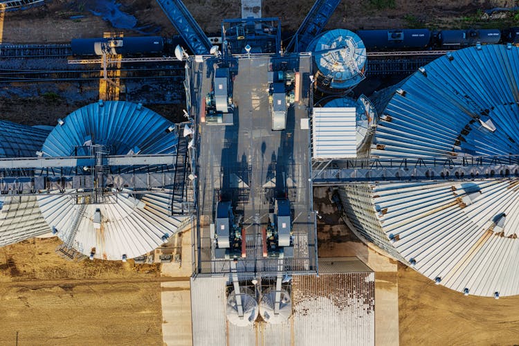 Aerial View Of Silos