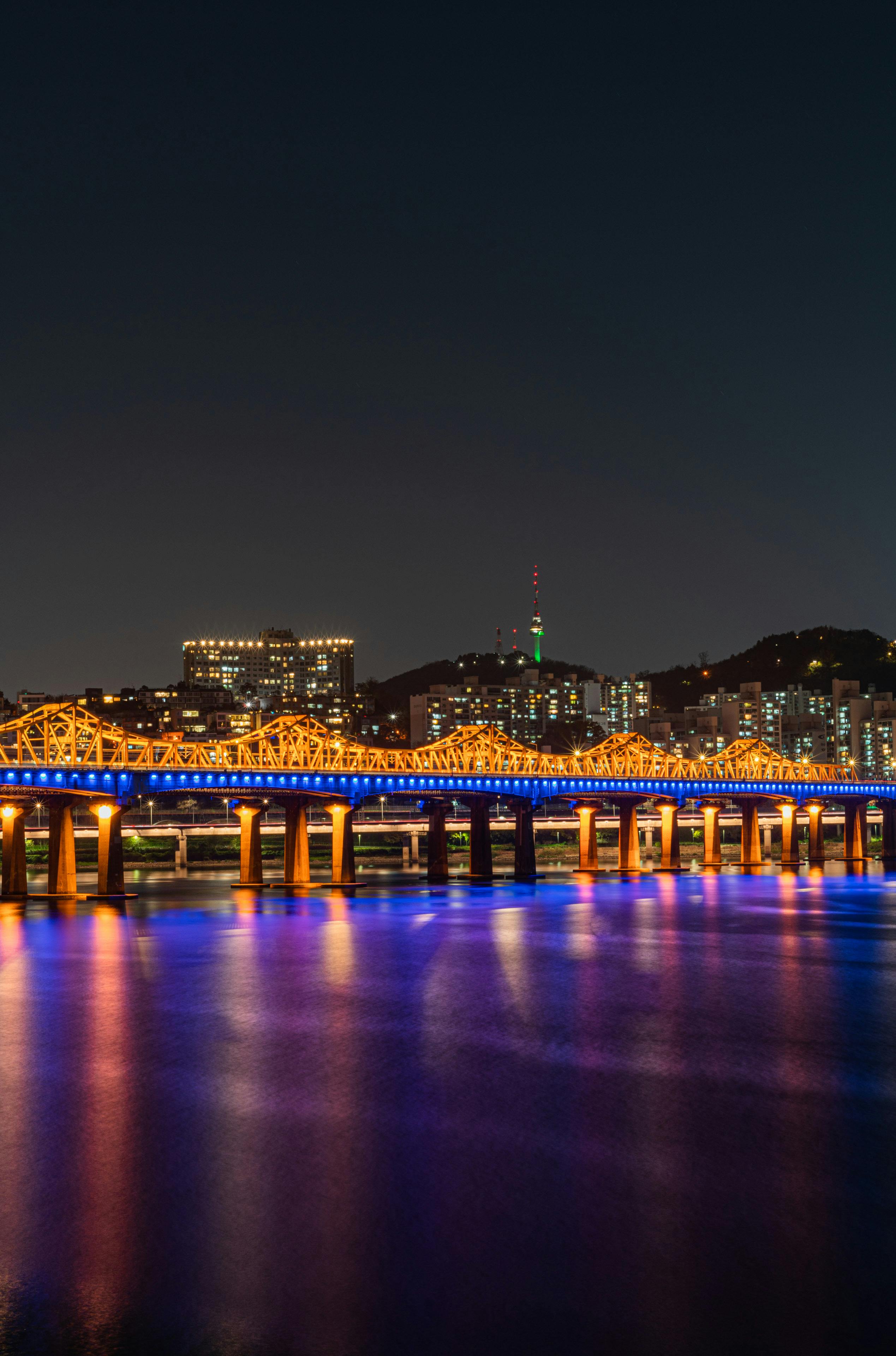 dongho bridge over han river in seoul south korea during night time