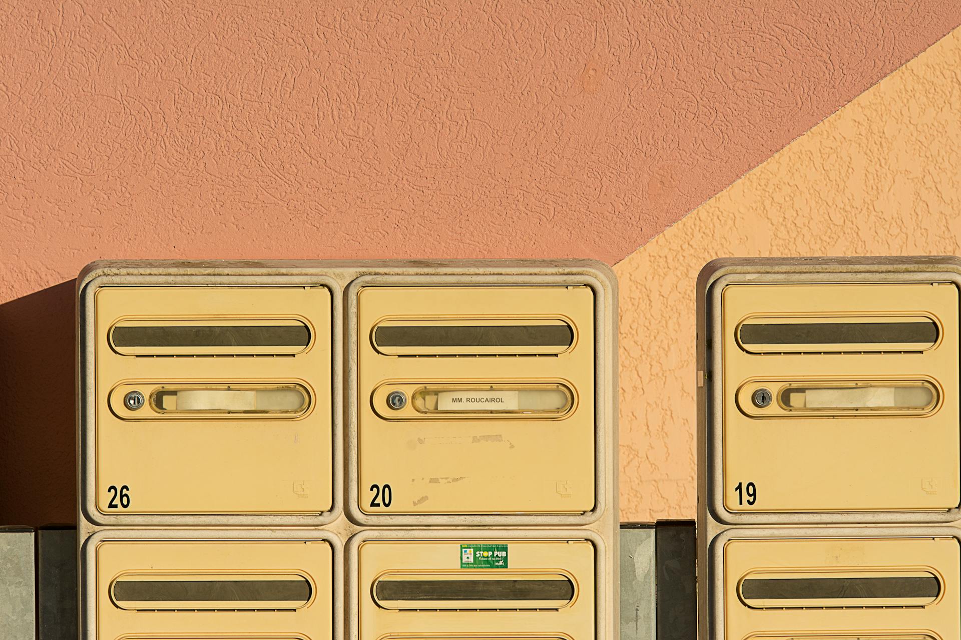 Close-up of Mailboxes