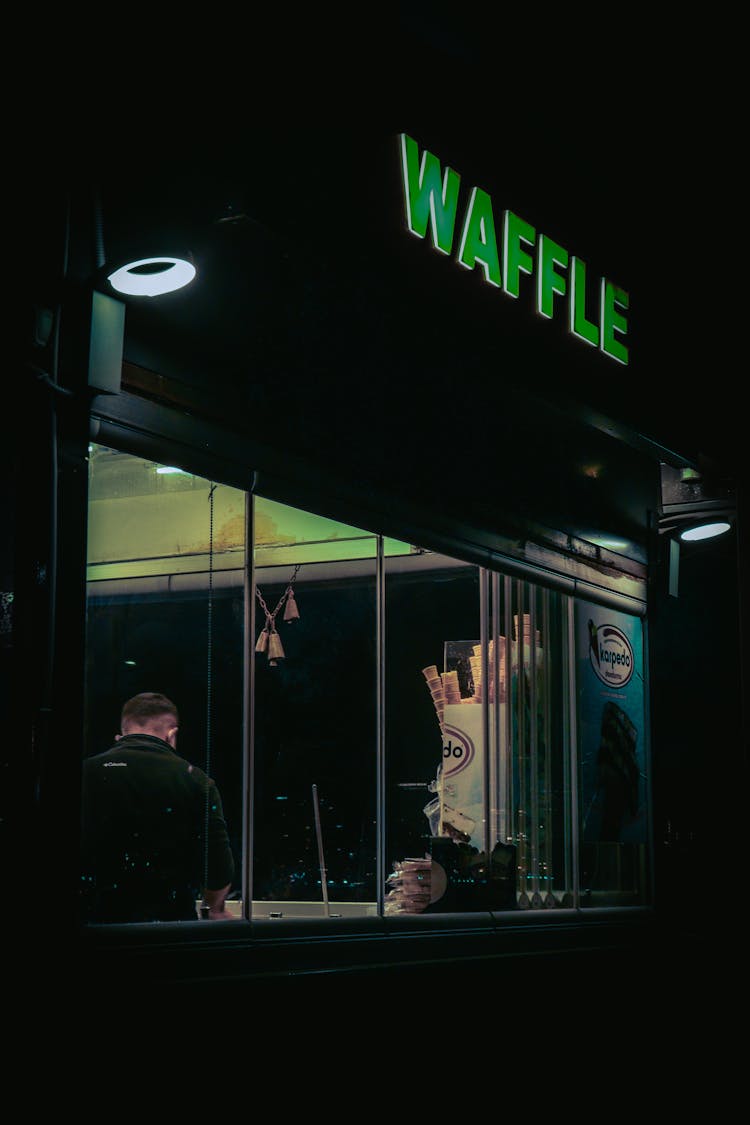 Store Front Of A Waffle Shop