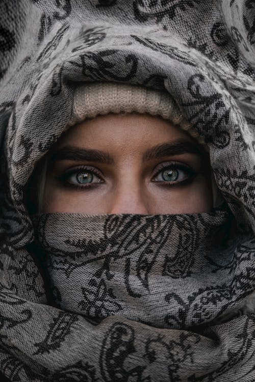 Woman with Beautiful Eyes Wearing a Scarf