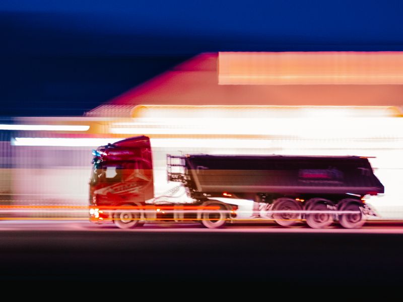freight carrier truck loaded at Miami warehouse dock