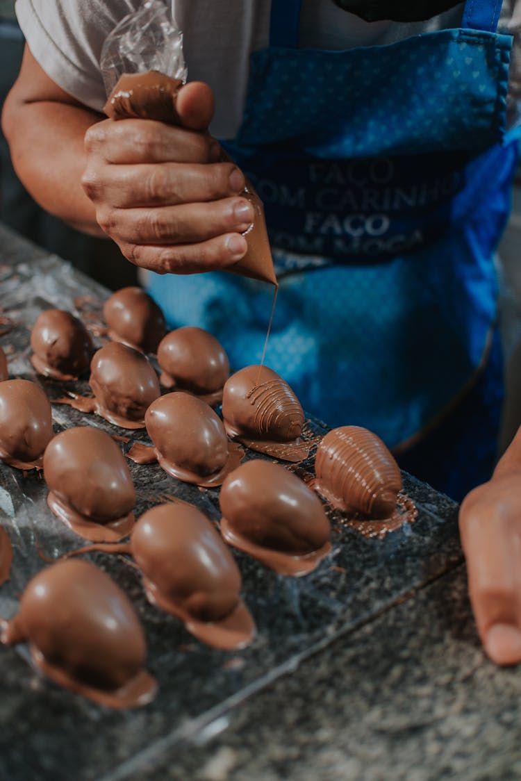 Close Up Of Making Chocolate Candies