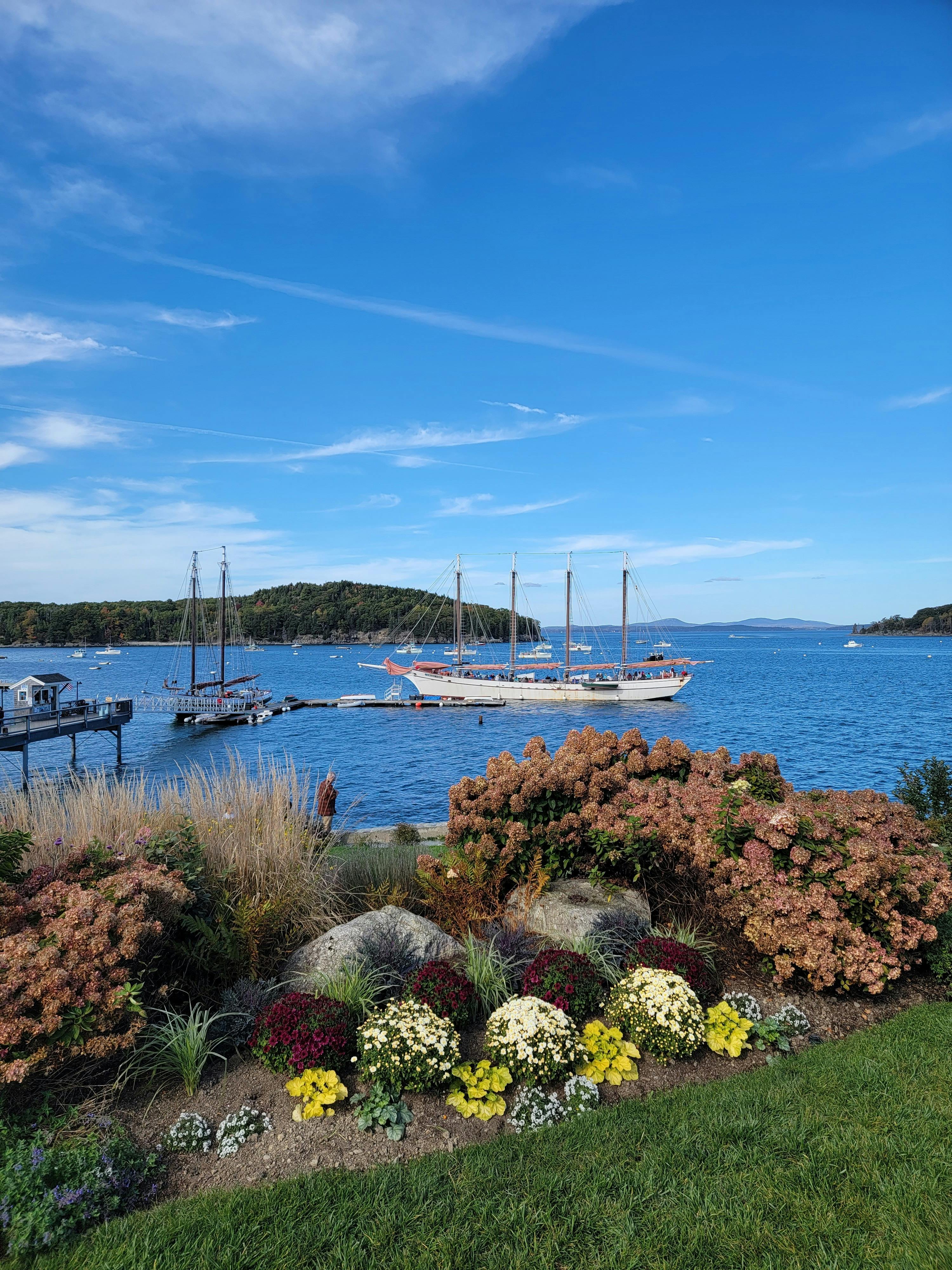 Boat sailing in Maine USA