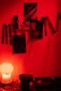 Pictures and Pieces of Camera Film Hanging and Drying in Darkroom