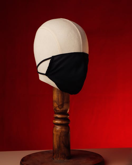 Mannequin Head Wearing Black Face Mask 