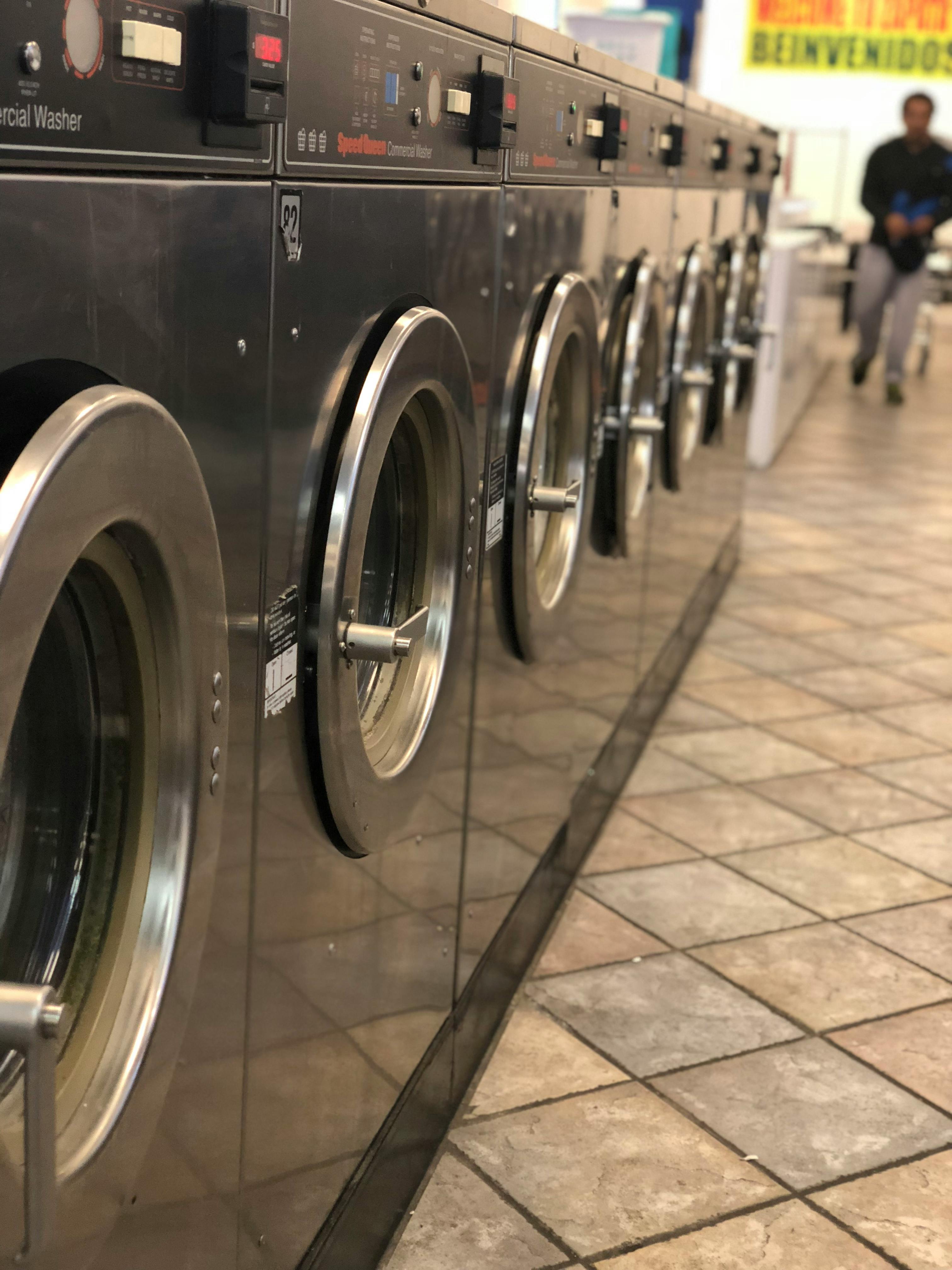 Free stock photo of laundromat, reflections, washing machines