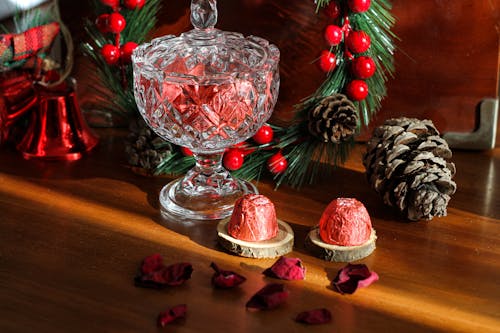 Chocolates On Wooden Table