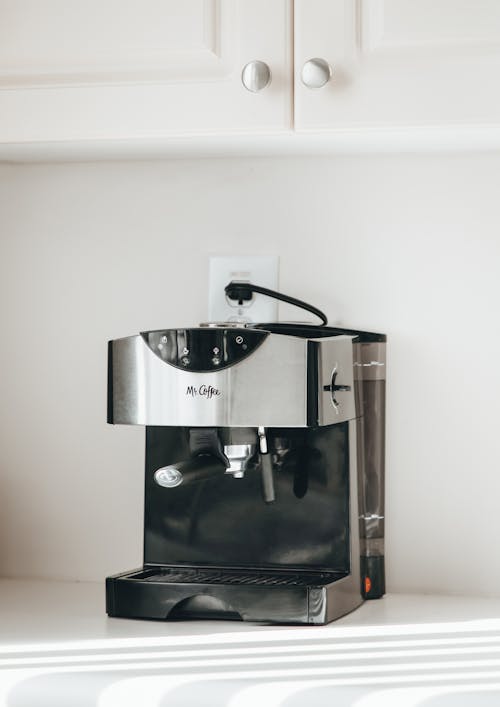 A Black and Silver Espresso Maker