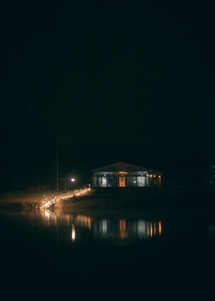 A House Near The Lake At Night