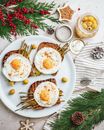 Toasts and Eggs with Asparagus for Christmas Breakfast