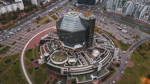 Drone Shot of National Library of Belarus