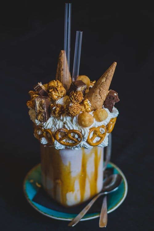 Frappe With Pretzels and Chocolate Cones