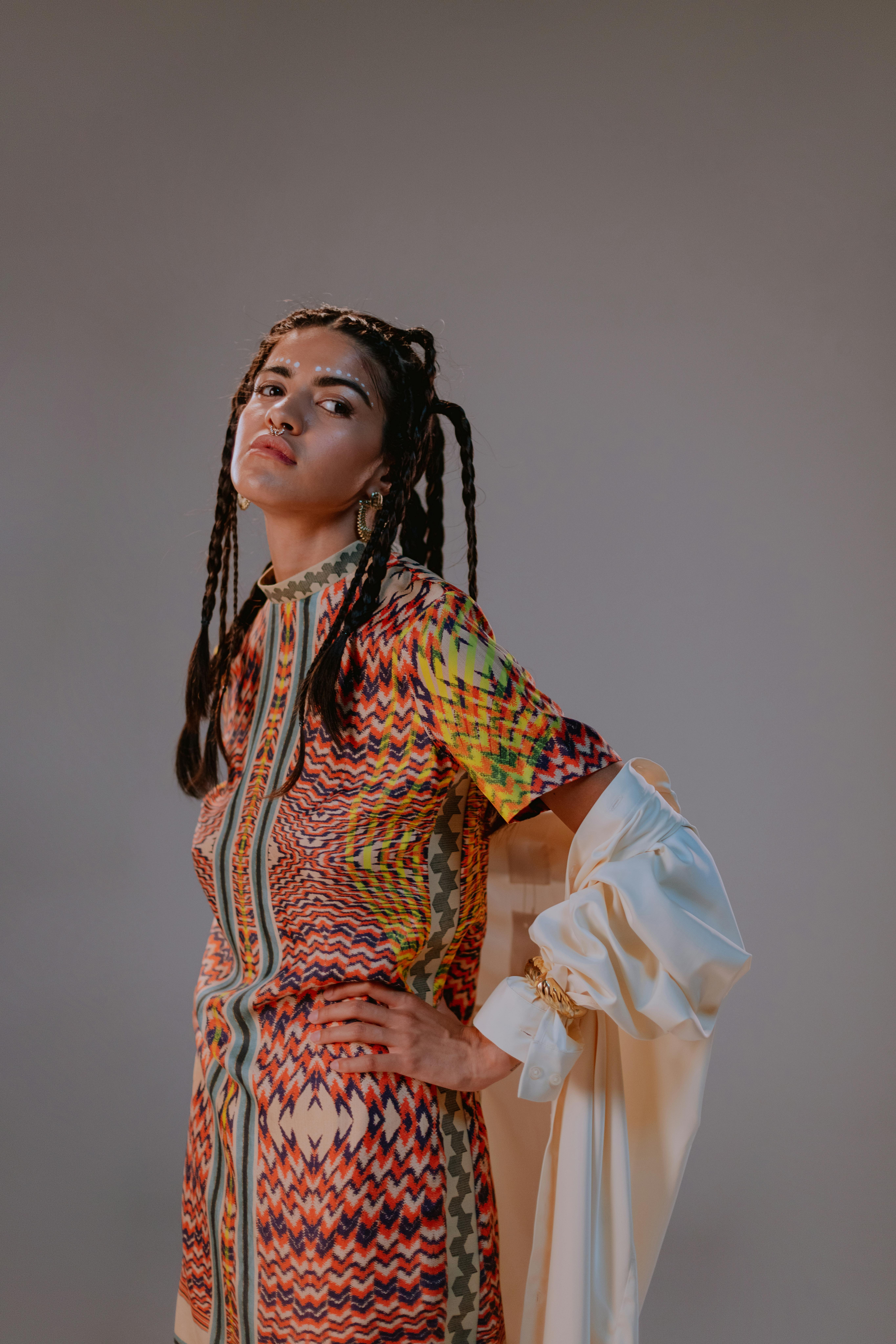 Free A Woman in Red and Yellow Dress Stock Photo