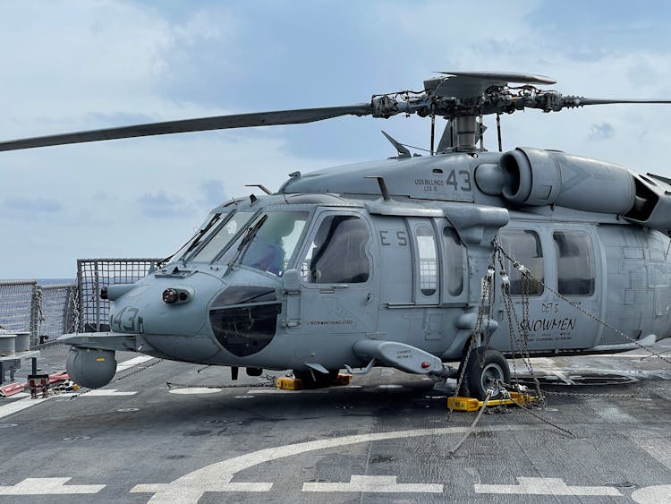 Sikorsky SH-60 Seahawk On A Naval Ship