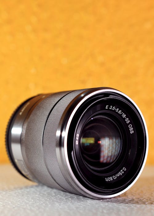 Close-Up Shot of a Black Camera Lens