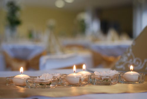 Free Lighted Candles on the Table Stock Photo