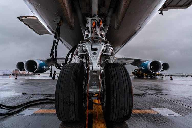 Airplane Wheels On Tarmac