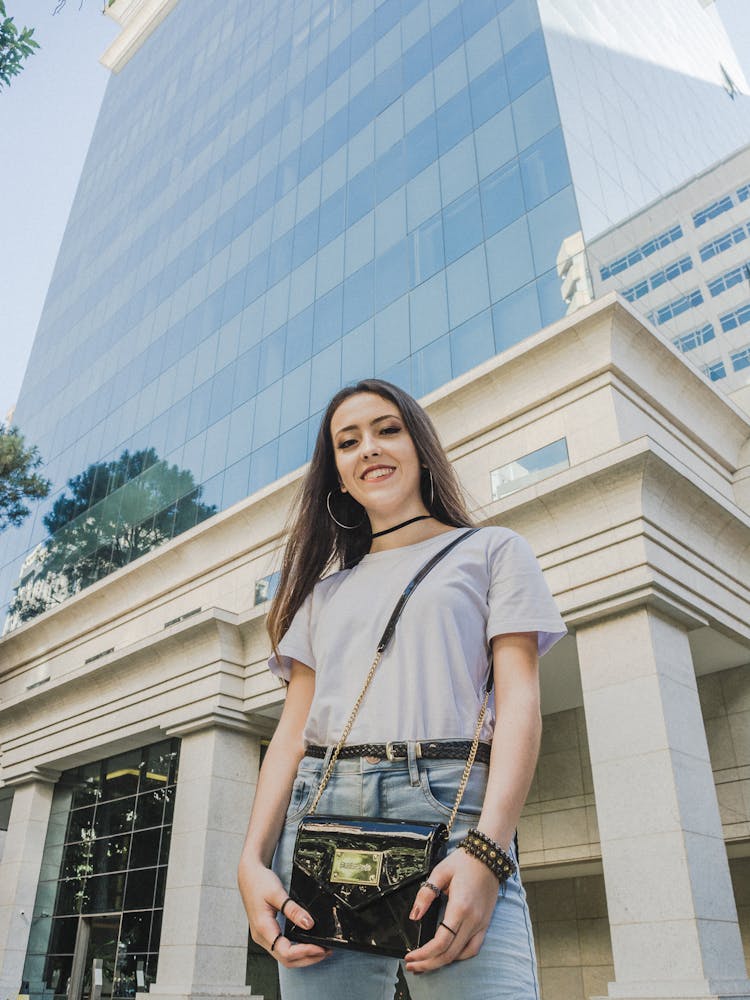 Casual Style Woman With Purse