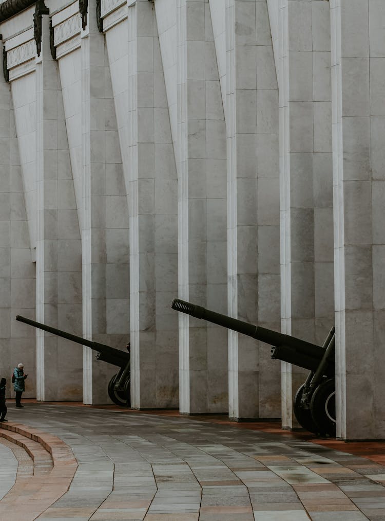 Black Metal Cannons Inside The Building