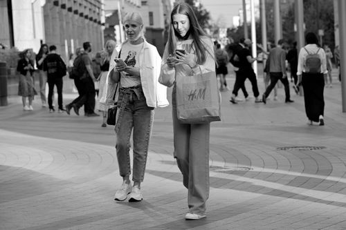 Free stock photo of black and white, blond hair, casual clothing Stock Photo