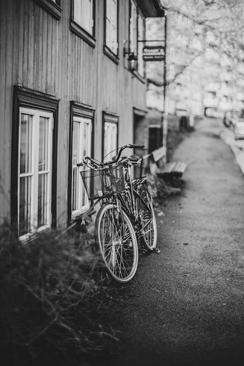 A Bicycle Parked Near the Wooden House