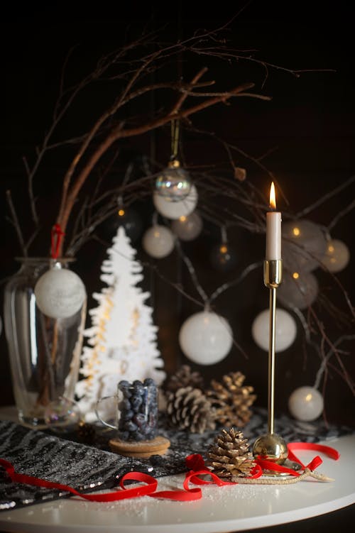 Candle and Christmas Decorations