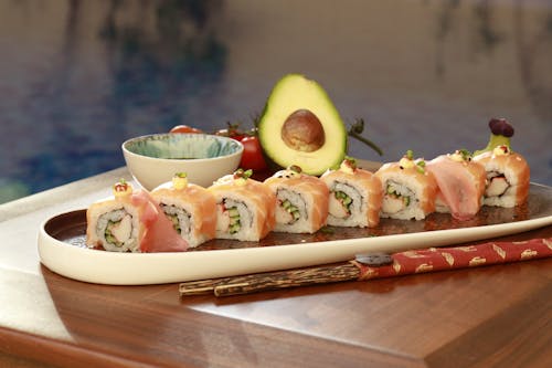 Sushi Rolls on a Plate 