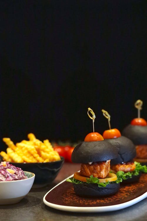 Close-Up Shot of Burgers and Fries