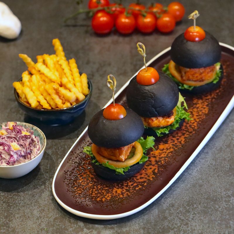 Jerk Jackfruit Burgers with Mango Slaw