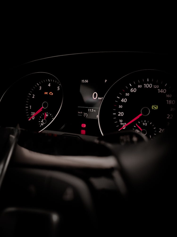 Close-Up Photo Of Car Instrument Cluster