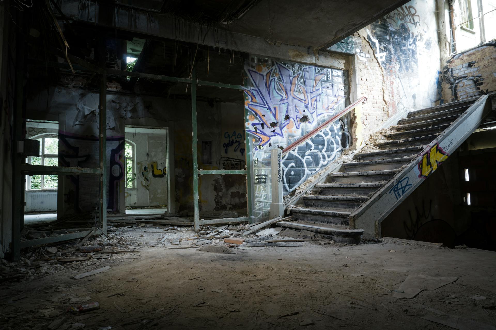 Graffiti Painted on Wall in Abandoned Building