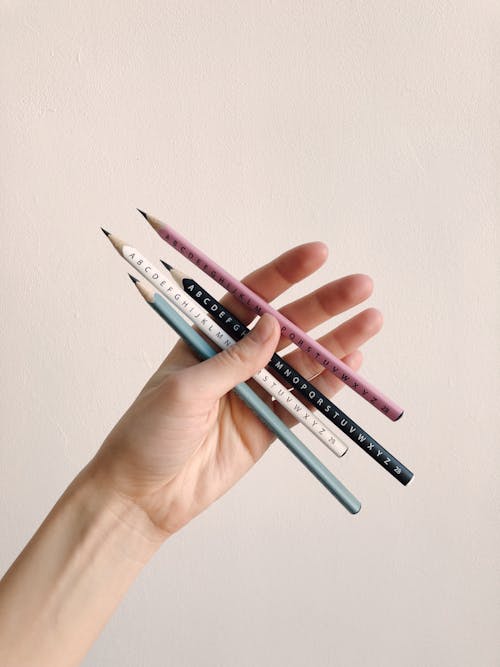 Free Photo of Person Holding Assorted Pencils Stock Photo
