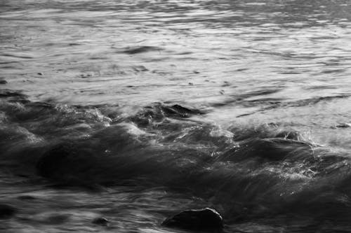 Grayscale Photography of Sea Waves
