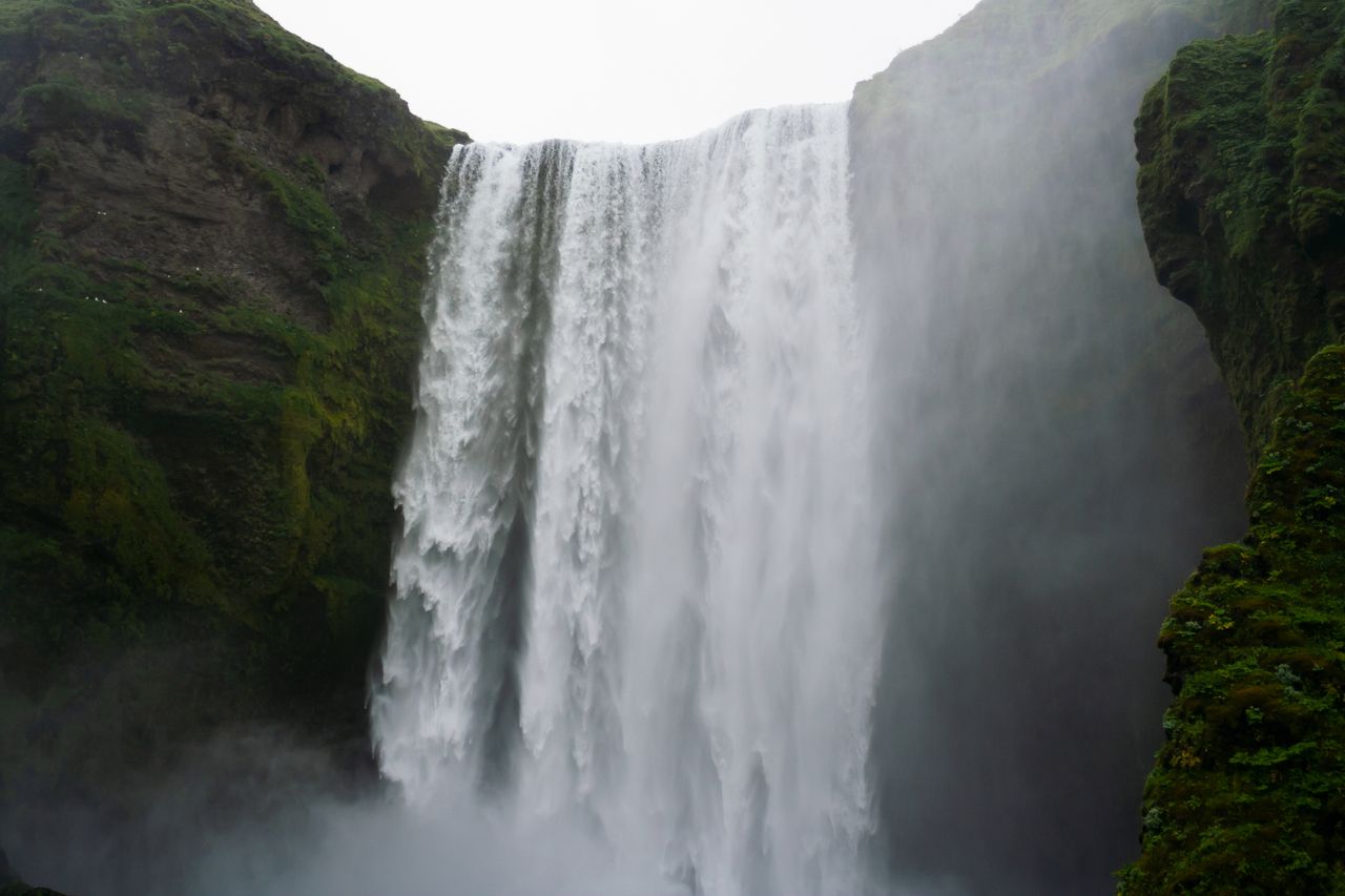 dramatic view of the iconic sk gafoss waterfall in iceland showcasing