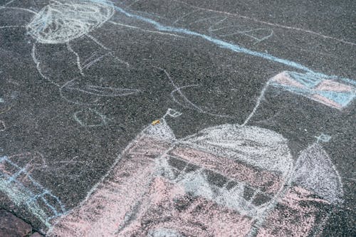 Free Chalk Drawing on Asphalt Surface Stock Photo