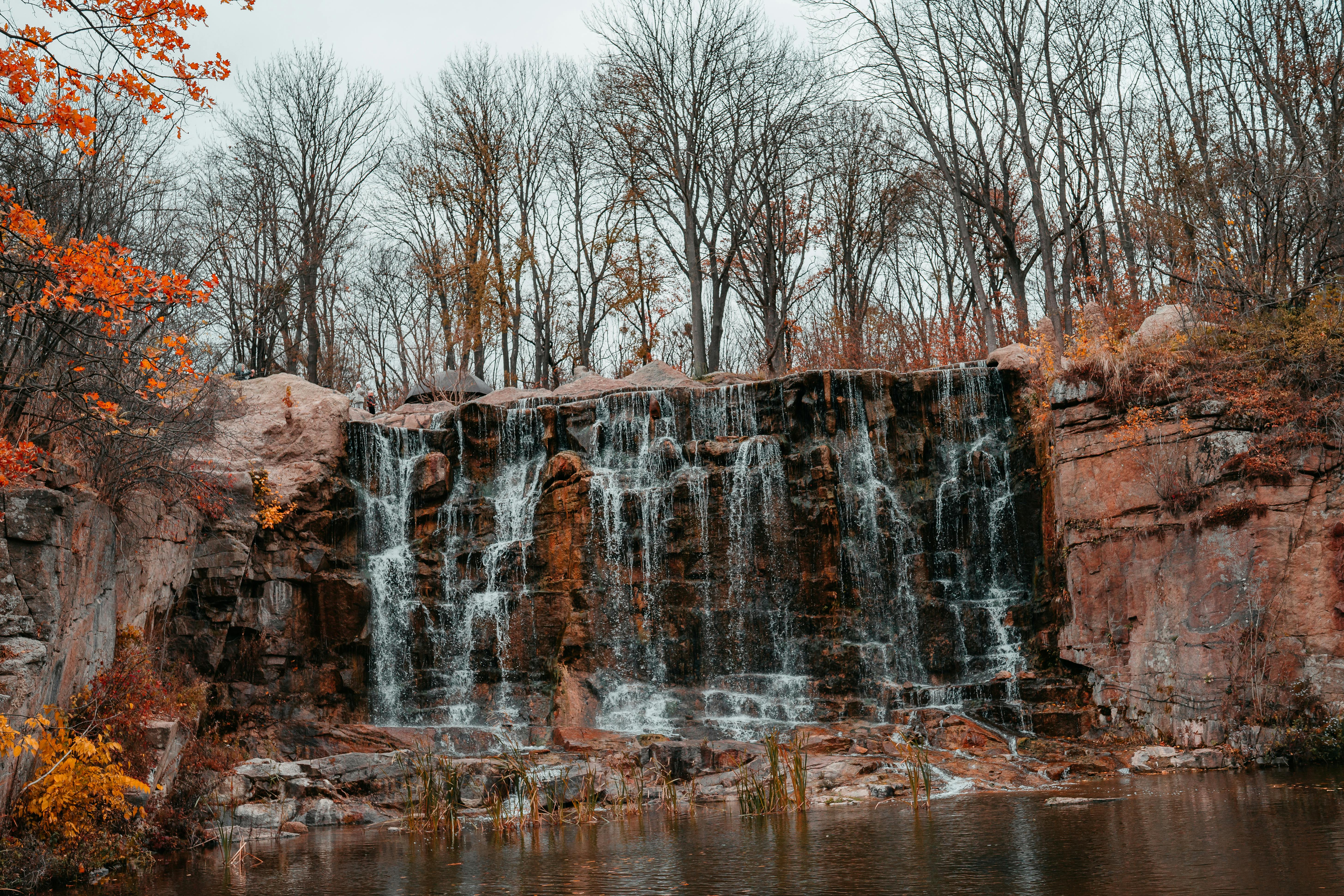 water falls in the woods