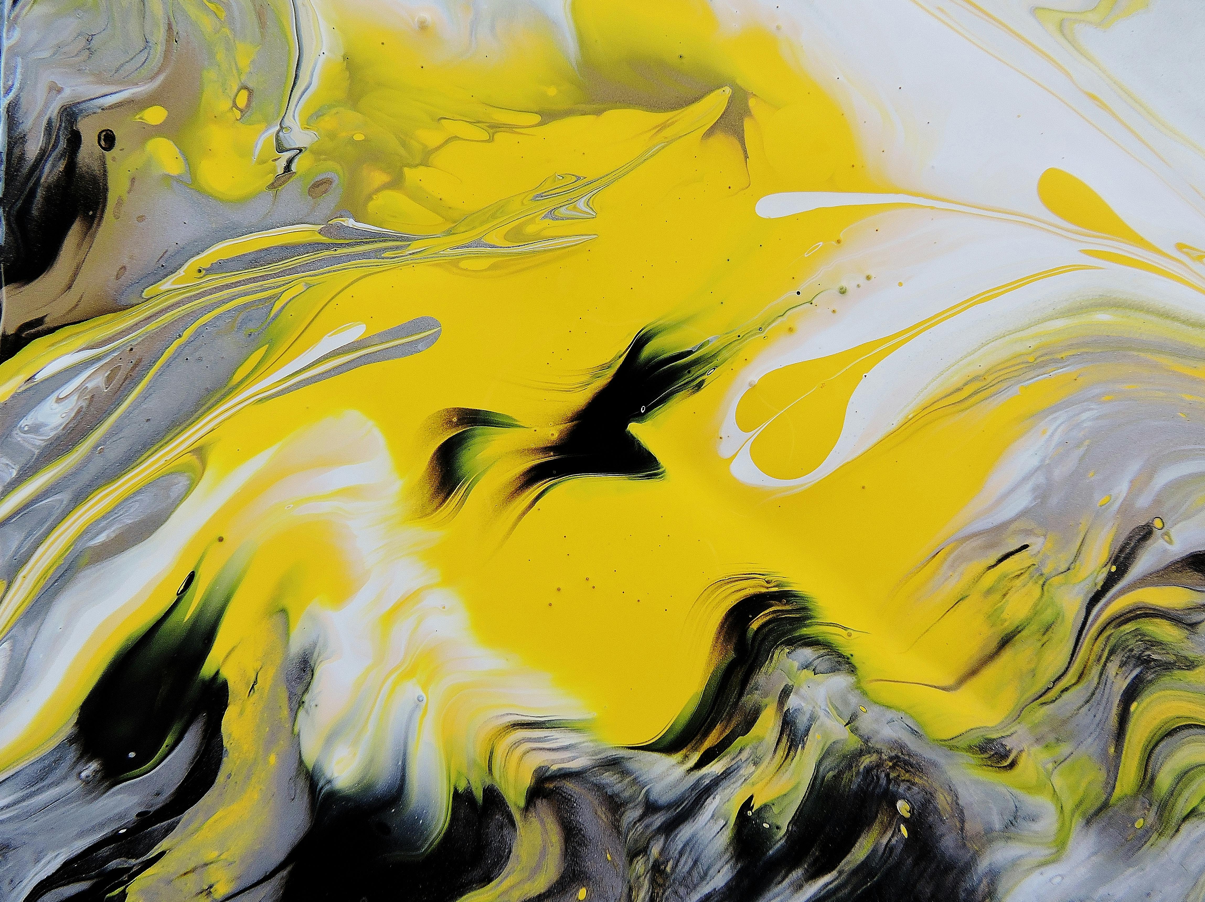 Free stock photo of abstract art, wet paint, yellow black abstract