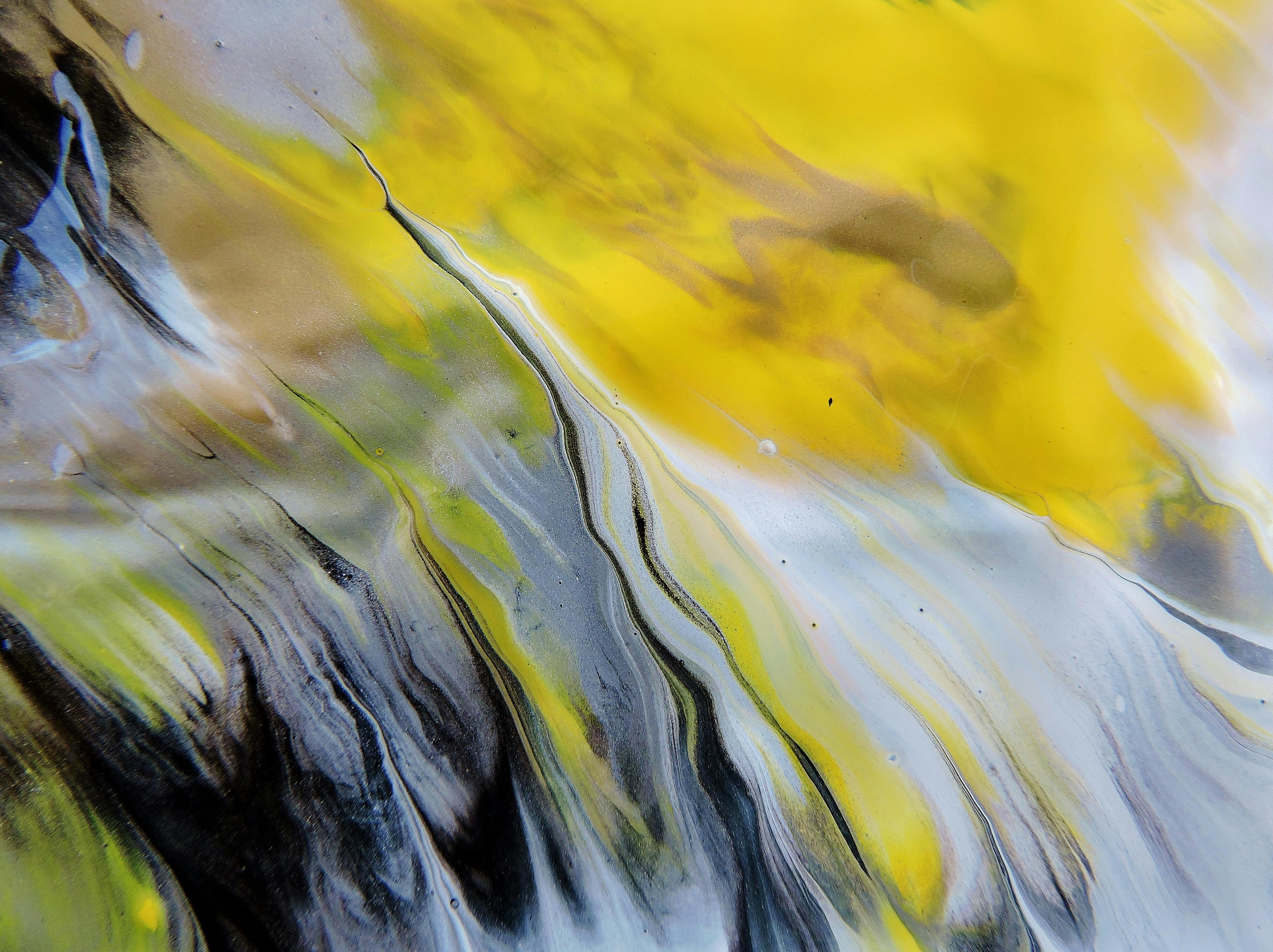 Free stock photo of abstract art, wet paint, yellow black abstract