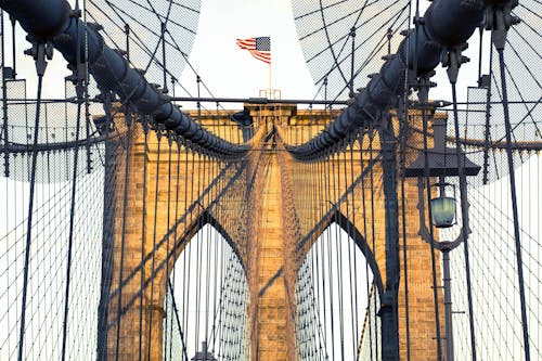 アメリカの国旗, インフラ, つり橋の無料の写真素材