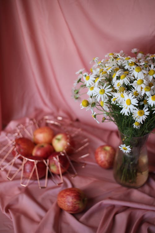 A Flowers and Apples on the Table