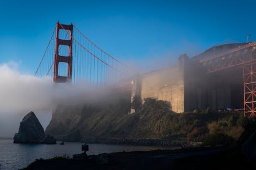 Darmowe zdjęcie z galerii z błękitne niebo, golden gate bridge, infrastruktura