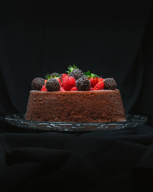 Free Photo of a Chocolate Cake with Fruits Stock Photo