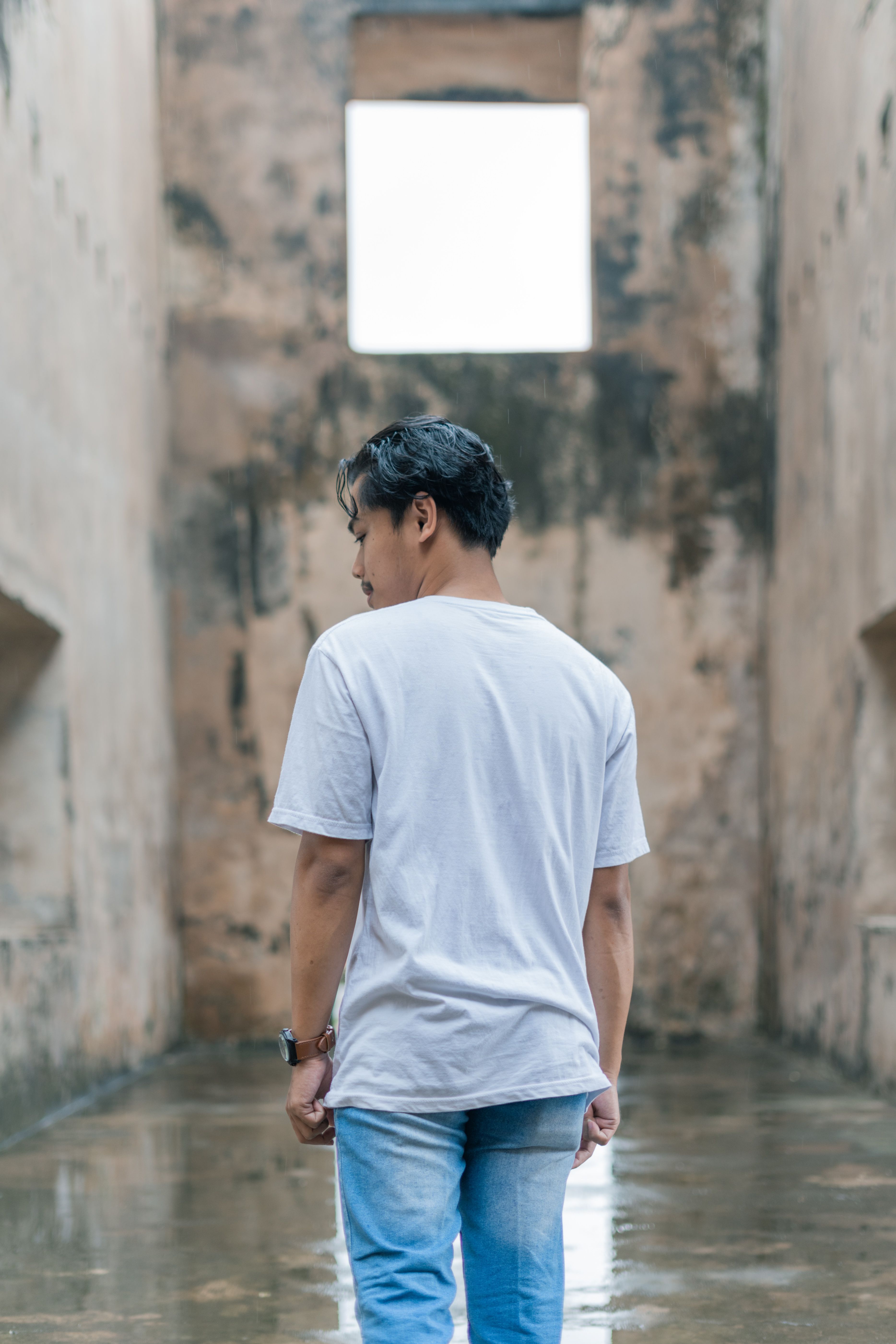 White Shirt and Denim Jeans Standing 