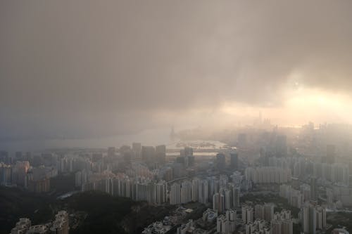 Aerial Photography of City Buildings under the Cloudy Sky