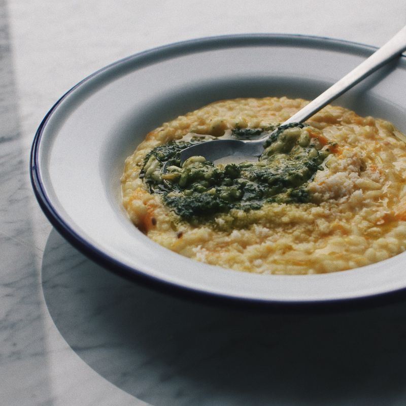 Arborio Rice Roasted Brussels Sprout Truffle Risotto